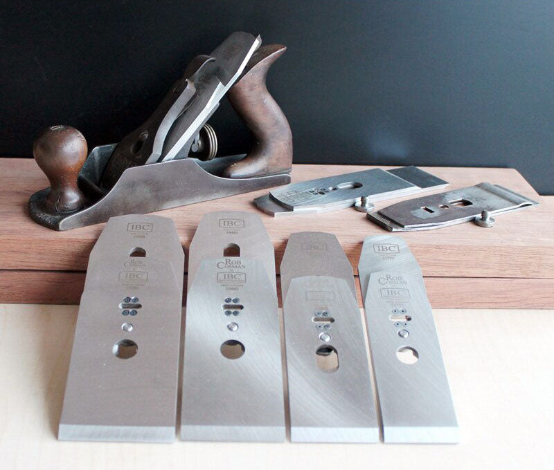 IBC A2 Replacement hand plane blade and chip breaker sets, all four With Tab widths, with vintage Stanley plane